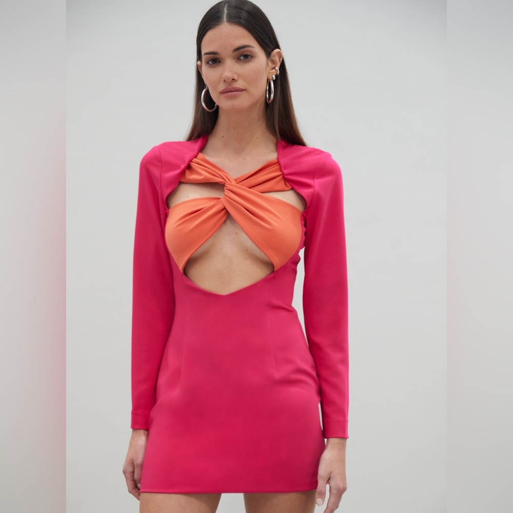 ATOIR Shai Dress in pink & coral long sleeve mini dress. Size XL, US 10, AUS 14
